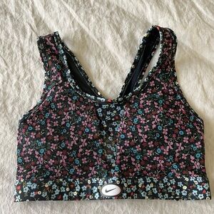 Nike Women's Floral Sports Bra - Black and Multicolor